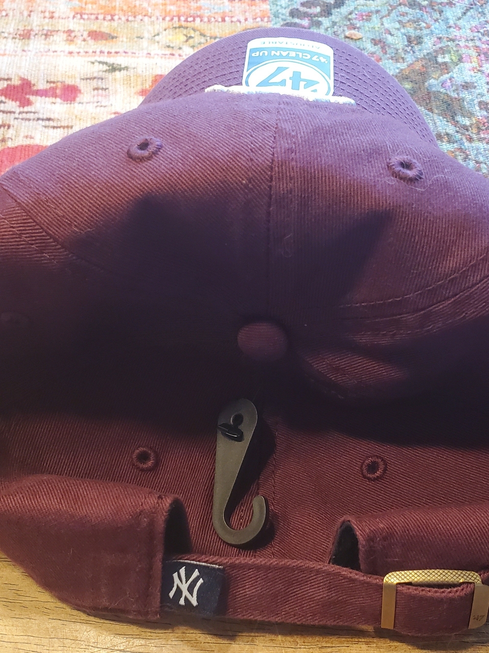 '47 Brand New York Yankees MLB Burgundy One Size Adjustable Clean Up Cap, NEW!! - Picture 3 of 8